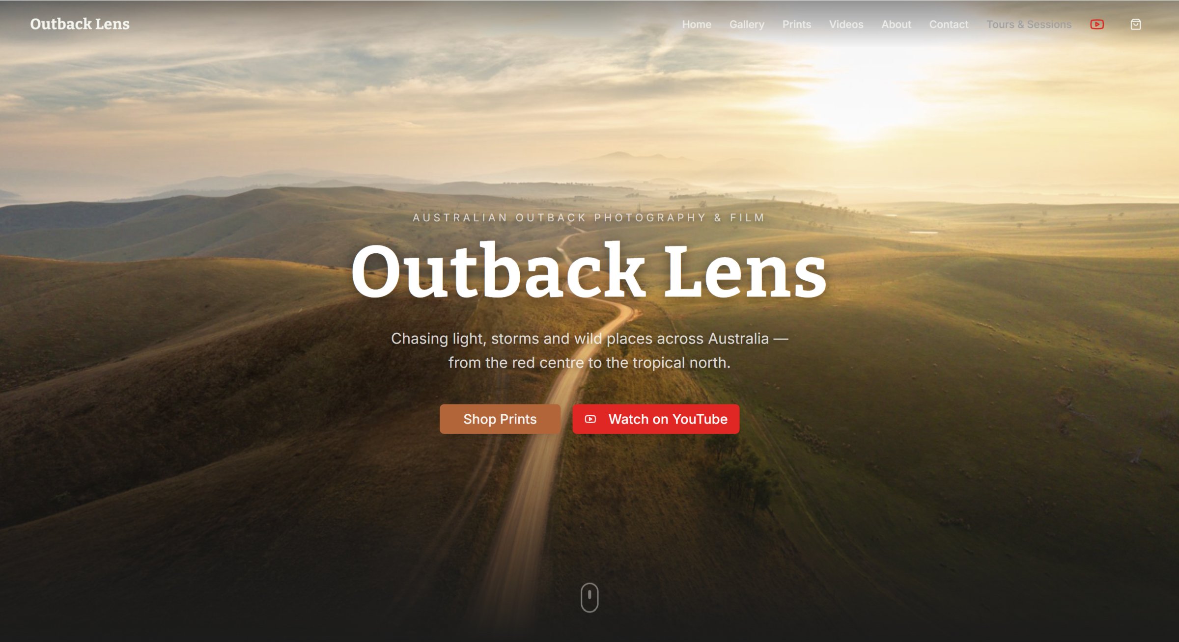 Outback Lens photography website screenshot